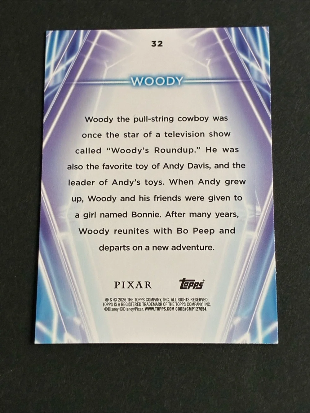 2026 Topps Disney Neon Woody #32 Refractor Toy Story Card